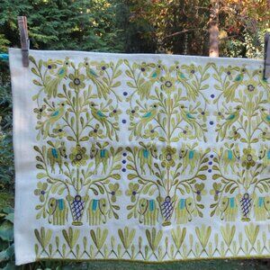 Embroidered Pier 1 Placemat Cotton Wall Hanging Elephants Floral India 15 x 22"
